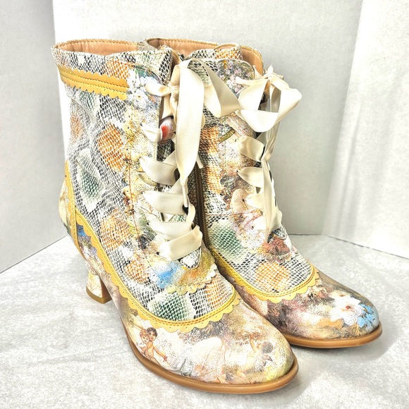 Spring Step L'Artiste Women's BEWITCH-PYTHON Metallic Animal Print Boots Sz 38 - Picture 2 of 10